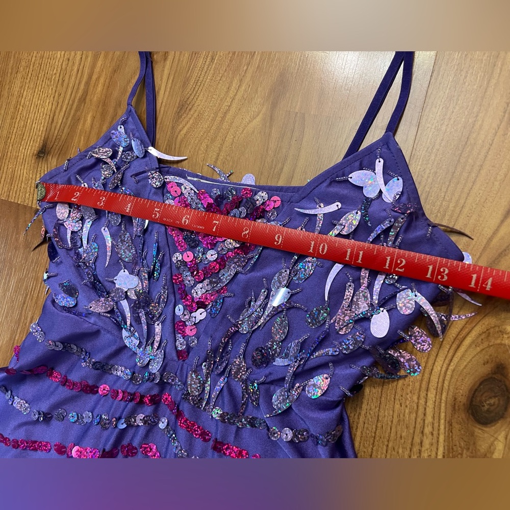 Glamour Costume Dance 2-Piece Sequin Purple Costume Adult Small Tank Top/Shorts - Picture 11 of 12